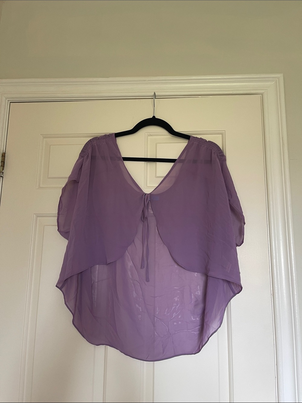 Lightweight Lavender Sheer Tie-Front Women's Top